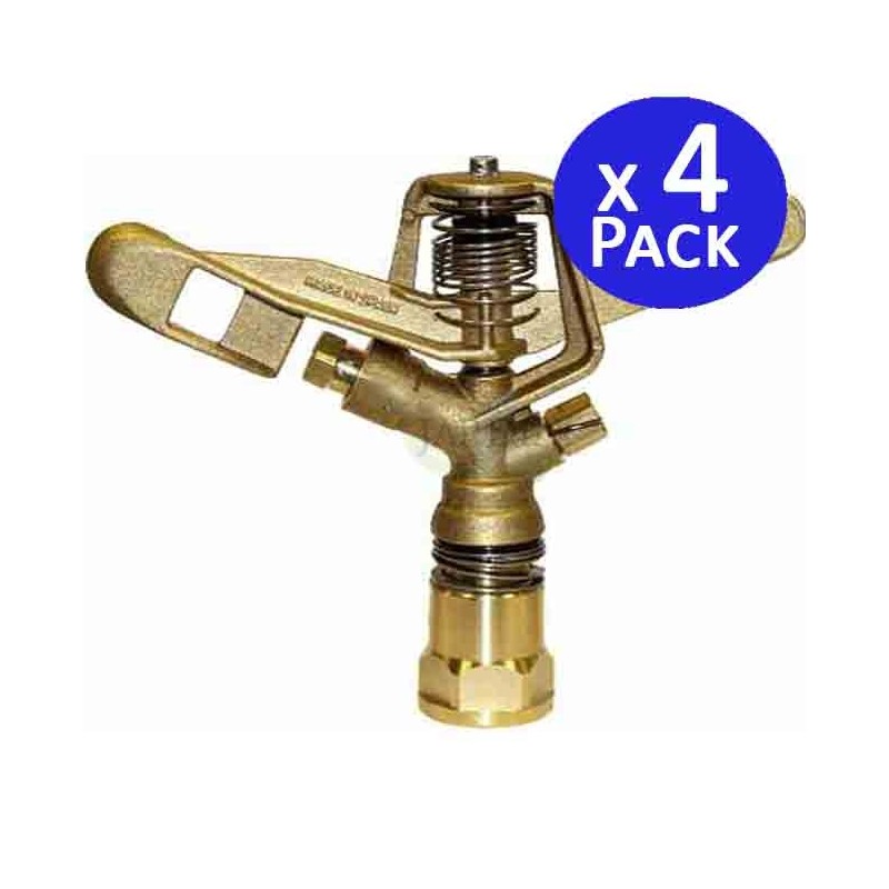 Pacote com 4 aspersores circulares de latão fêmea de 3/4", alcance de 13 a 18 metros, irrigação profissional