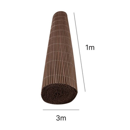 Tela de vime marrom 1x3 m | Cerca de jardim de vime artificial PP+PE | Cerca decorativa com tela de 90%