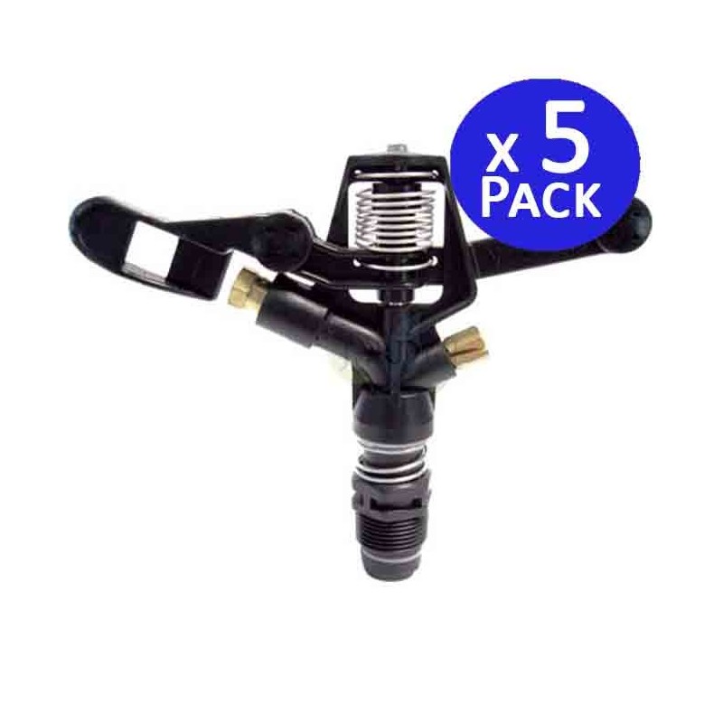 Pack 5 Aspersores Circulares 3/4" Boquilla Latón, Alcance 13 a 18 Metros, Riego Eficiente Pack 5 Aspersores Circulares 3/4" Boquilla Latón, Alcance 13 a 18 Metros, Riego Eficiente