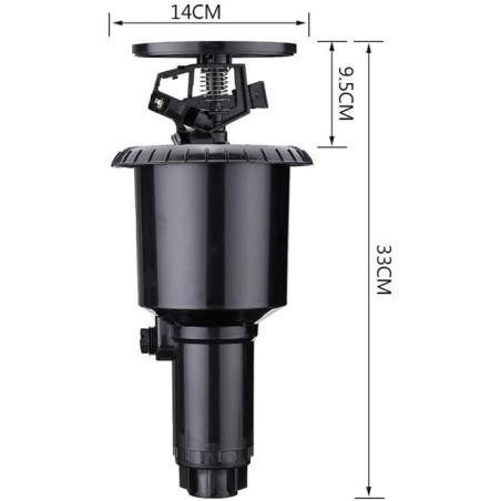 Aspersor Emergente para Riego Enterrado | Aspersor Agricola impacto MaxiPou 6-13 m 1/2'' |  Aspersor Circular y Ajustable