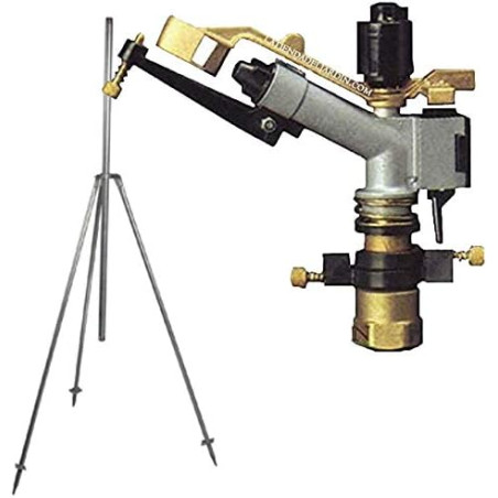 Cañón de riego IBIS + Tripode | Aspersor de Riego Agricola ángulo ajustable | Rosca hembra 1'' | Alcance de 13 a 23 metros