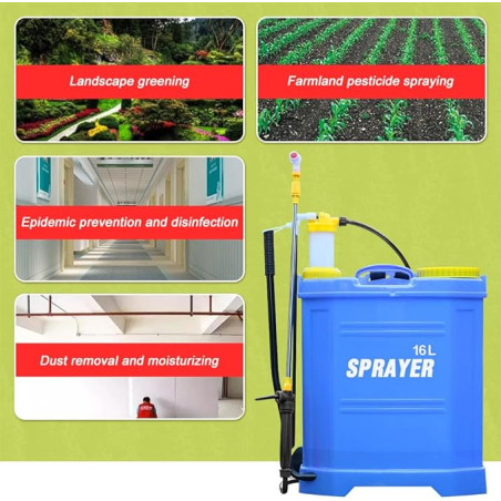 Pulvérisateur à pression avec indicateur de niveau 16L Sac à dos pour pulvérisation, sulfatation, arrosage verger et jardin