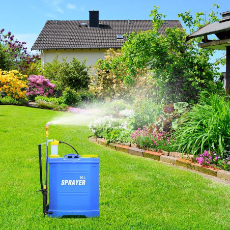 Pulvérisateur à pression avec indicateur de niveau 16L Sac à dos pour pulvérisation, sulfatation, arrosage verger et jardin