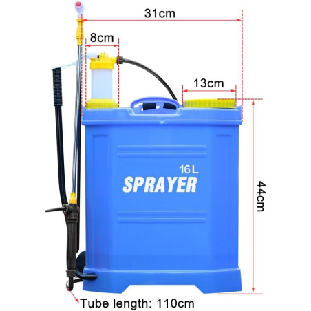 Pulverizador de mochila de pressão de 16 L | Pulverizador de jardim | Pulverização precisa | Ferramenta de jardinagem