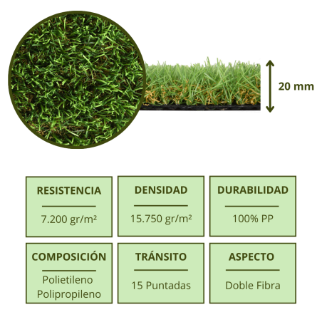 Césped Artificial 20mm Otoño | Rollo de 2x30m | Alfombra de Hierba Sintética Realista | Ideal para Jardines y Terrazas