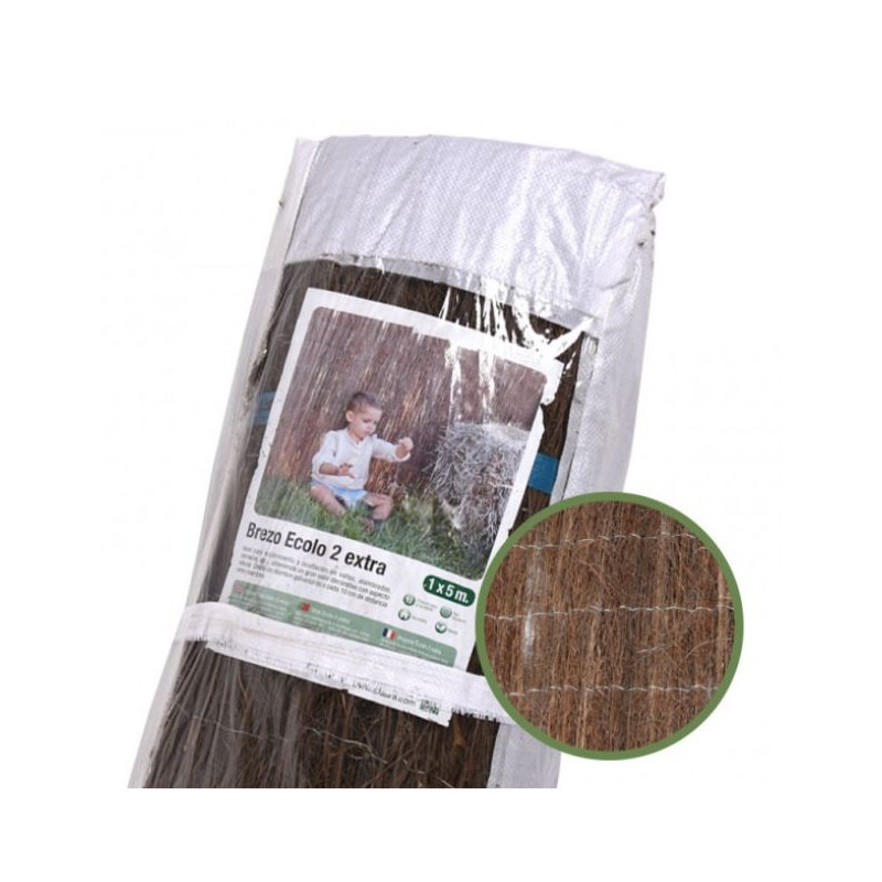 Brezo Ocultación 1 x 5 m | Cerramiento Natural de Brezo | Valla de Ocultación 85% para Jardin y Terraza 1,7-2,1 kg/m2