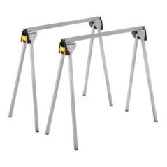 Cavaletes dobráveis de metal Stanley, pacote com 2 | Aberto: 73,6 x 42,4 x 85,5 cm | Dobrado: 10,5 x 9,6 x 79,4 cm