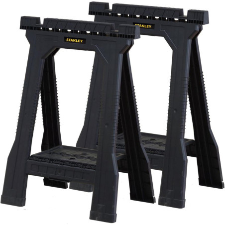 Lot de 2 Chevalets pliants en PVC Stanley | 57,1 x 12,6 x 81,8 cm | Chevalet léger avec une capacité de charge de 362 kg