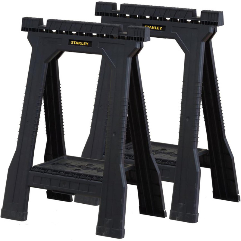 Tréteaux pliants Stanley en PVC (lot de 2) | 57,1 x 12,6 x 81,8 cm | Tréteau léger avec une capacité de charge de 362 kg