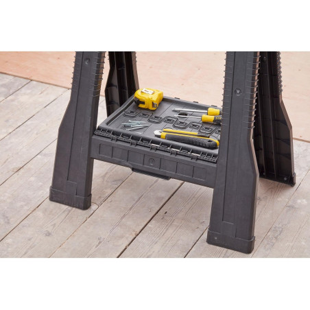 Tréteaux pliants Stanley en PVC (lot de 2) | 57,1 x 12,6 x 81,8 cm | Tréteau léger avec une capacité de charge de 362 kg