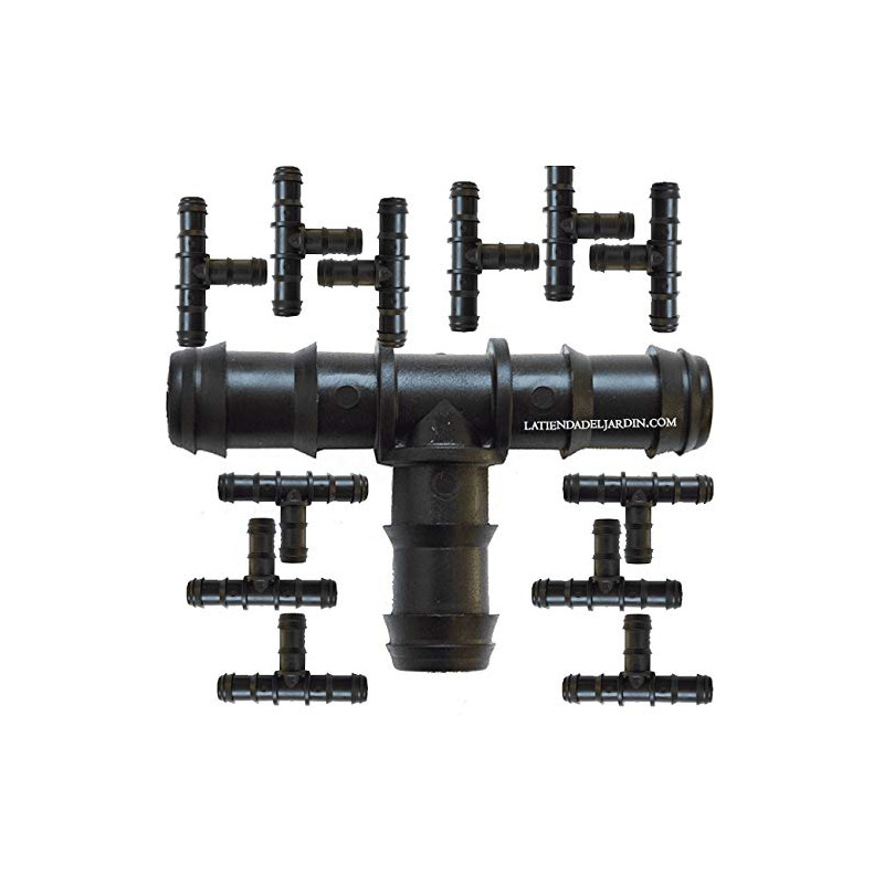 Set di 100 Te Irrigazione a goccia 16mm | Raccordo a T per tubi da 16 mm | Raccordo a T per tubo di irrigazione 16 mm nero Set di 100 Te Irrigazione a goccia 16mm | Raccordo a T per tubi da 16 mm | Raccordo a T per tubo di irrigazione 16 mm nero