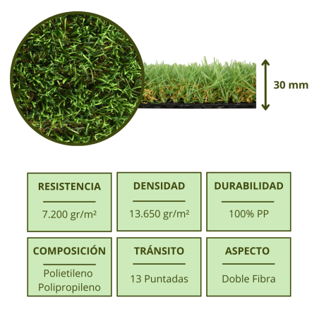 Césped Artificial 30mm Otoño | Rollo de 2x10m | Alfombra de Hierba Sintética Realista | Ideal para Jardines y Terrazas