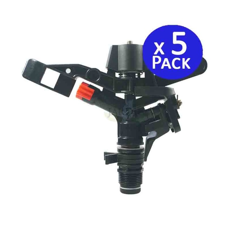 Confezione da 5 irrigatori agricoli da 3/4" | Irrigatori per prato da 13 a 18 m | Irrigatore da giardino con angolo regolabile d