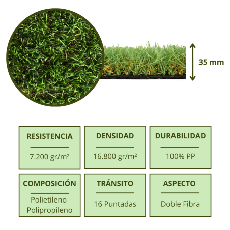 Césped Artificial 35mm Otoño | Rollo de 2x30m | Alfombra de Hierba Sintética Realista | Ideal para Jardines y Terrazas