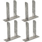 Pack 4 Base en U para Poste de madera 7 cm | Anclaje Galvanizado Suelo en U | Soporte Poste de Madera 16x20x7,1 cm