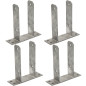 Set di 4 Base U per palo in legno da 7 cm | Ancoraggio per pavimento a forma di U zincato | Supporto per palo in legno 16x20x7,1