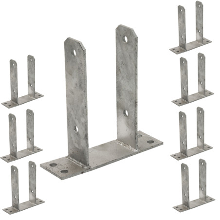 8 Stück Metallische U-Verankering | Verzinkter U-förmiger Bodenanker | Pfostenträger aus Holz 16x20x7,1 cm