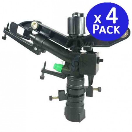 Set di 4 Irrigatore Agricolo 1'' Kraus. Angolo di Irrigazione Regolabile. Portata da 15 a 21 m. Irrigatore a impulsi