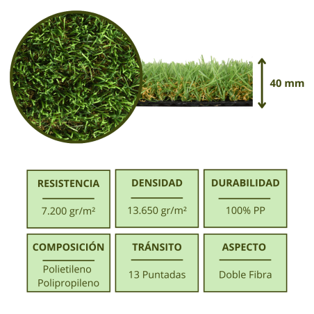 Erba sintetica autunnale da 40 mm | Rotolo da 1x5 m | Tappeto erboso sintetico realistico | Ideale per giardini e terrazze