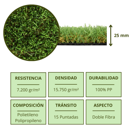 Césped Artificial 25mm Otoño | Rollo de 2x30m | Alfombra de Hierba Sintética Realista | Ideal para Jardines y Terrazas