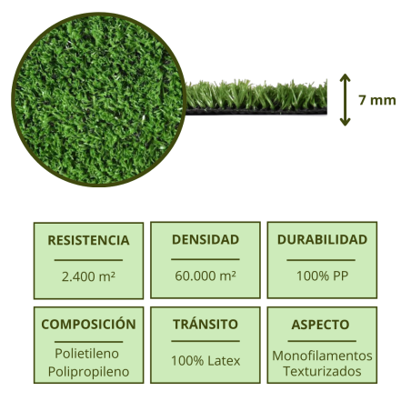 Gazon synthétique 7 mm | Rouleau de 1 x 30 m | Moquette synthétique résistante | Idéal pour événements, terrasses et salons prof