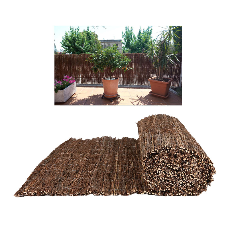 Valla Natural Brezo + Mimbre 1 x 3 metros | Valla de Mimbre Ocultación 95% | Cerramiento Natural Jardin Terraza Cañizo