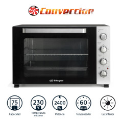  Orbegozo 75L Tabletop Electric Oven | Convection Function | 68.2x42.5x43cm | Rotating Roasting System | Timer