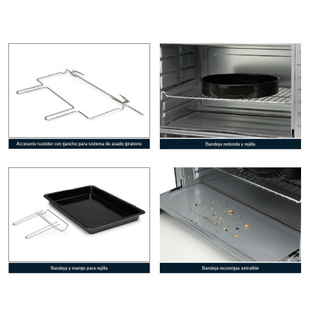 Horno Eléctrico de Sobremesa 75L Orbegozo | Función de Convección | 68,2x42,5x43cm | Sistema de Asado Giratorio | Temporizador