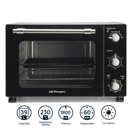 Orbegozo 39L Tabletop Electric Oven | 51 x 39 x 33cm | 60min Timer | Adjustable Temperature from 90º to 230ºC