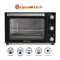 Forno elétrico de mesa Orbegozo 60L | Função de convecção | 60,2 x 38,6 x 47 cm | Temporizador | Temperatura ajustável