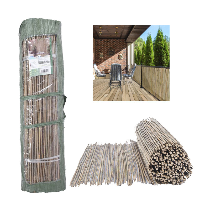 Bambuszaun, 1x5 Meter | Bambuszaun, 85% Sichtschutz | Natürliche Garten- und Terrassenumzäunung | Zaunrolle