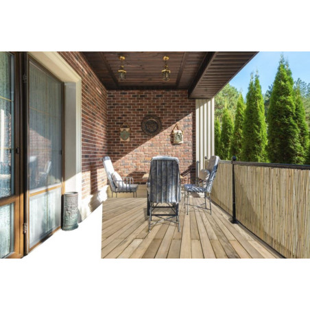 Canisse en bambou naturel entière 2 x 5 mètres, Occultation 95%, tiges de bambou naturelles pour terrasses et jardins