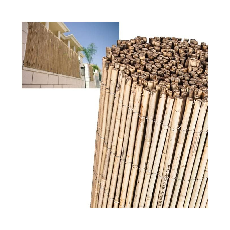 Valla de Cañizo Bambu 1x5 metros | Cañizo entero Jardin natural | Cerramiento de Bambu 95% Ocultación | Valla de Bambu