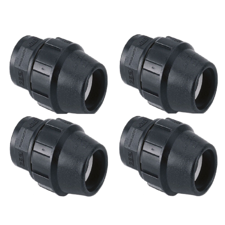 4 Stück PE-Rohr Kupplung 75mm x 2 1/2'' Weiblich für 75mm Rohr | Aenor Zertifizierte Gewindeverbindung