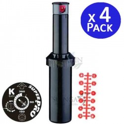 Lot de 4 Arroseur d'irrigation KRain SuperPro 3/4'' | Portée de 7,90 à 14,9 m | Aspersor à turbine à angle réglable | Contrôle d