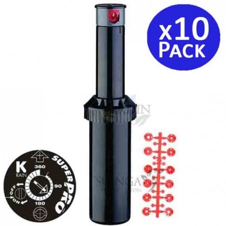 Set di 10 Irrigatore KRain SuperPro 3/4'' | Portata da 7,90 a 14,9 m | Irrigatore a turbina con angolo regolabile | Controllo de
