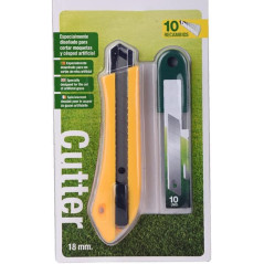 Cuttermesser für Kunstrasen 18mm aus Edelstahl + 10 Ersatzklingen