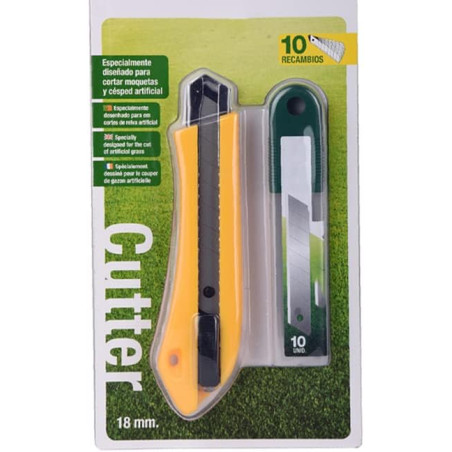 Taglierina speciale per tagliare l'erba artificiale | Taglierina in acciaio inossidabile da 18 mm | Include 10 lame di ricambio