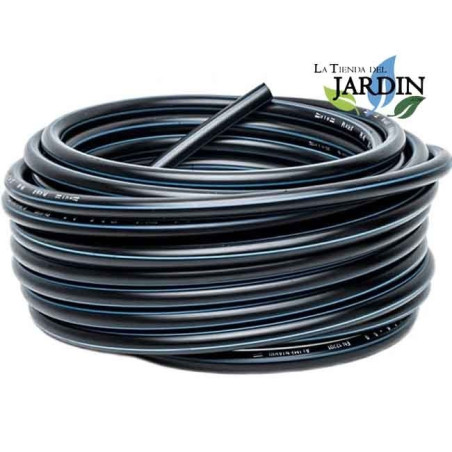 Tuberia agua potable 25mm 25 bar 100m | Tuberia 25 mm PE100 Alimentaria alta densidad | Tuberia Polietileno banda azul AENOR