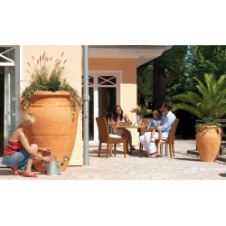Depósito de agua Ánfora terracota 360 litros, Grifo incluido, 78 cm diámetro, 120 cm alto, Almacenaje eficiente jardín