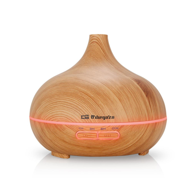Humidificateur d'aromathérapie Orbegozo 300 ml | Diffuseur d'huiles essentielles avec lumière LED | 16,5 x 14 x 16,5 cm | Minute