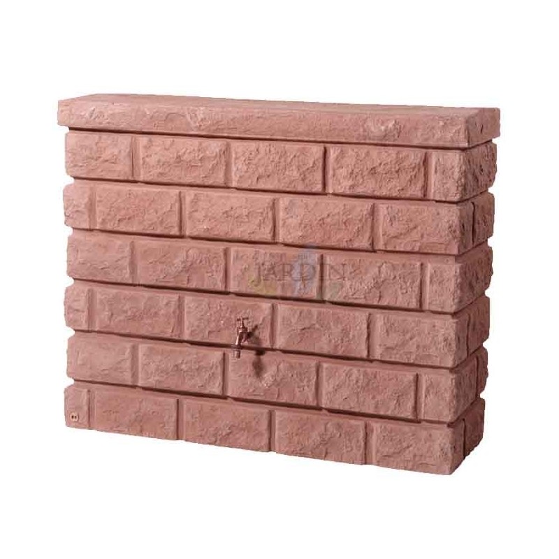 Caixa d'água de 400 litros | Caixa d'água decorativa com imitação de pedra avermelhada | Recipiente para coleta de água da chuva