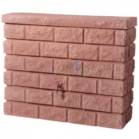 Serbatoio d'acqua da 400 litri | Serbatoio decorativo con imitazione pietra rossastra | Contenitore per la raccolta dell'acqua p
