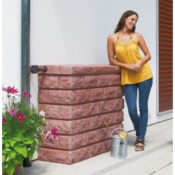 Serbatoio d'acqua da 400 litri | Serbatoio decorativo con imitazione pietra rossastra | Contenitore per la raccolta dell'acqua p