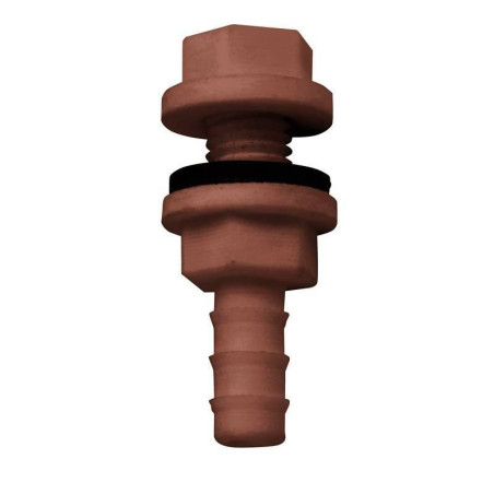 Kunststoff-Tankauslaufarmatur mit 10 mm Auslass.