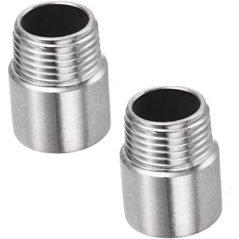 Pack of 2 Chrome-Plated Brass Extensions M-F 1/2" x 20 mm | Male-Female Thread Extender for Plumbing