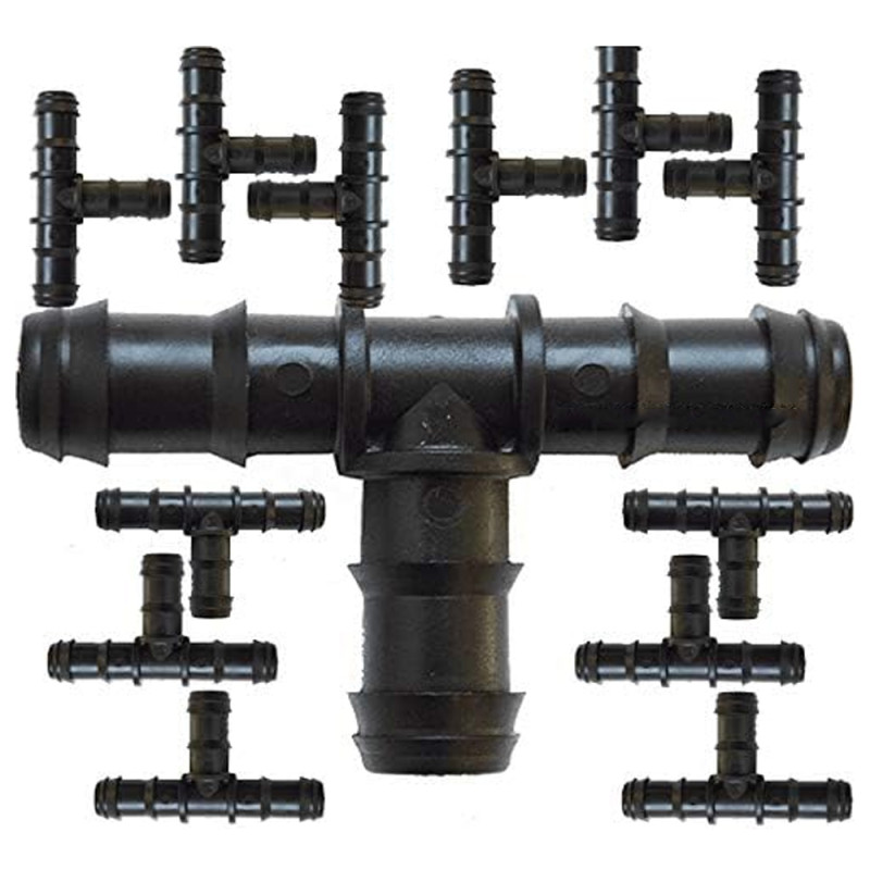Lot de 50 Tés d'Irrigation Goutte à 20 mm | Raccord en T pour Tuyau et Tuyau d'Irrigation | Union Sûre et Résistante | Noir