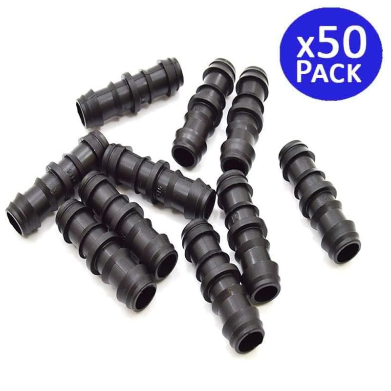 Pack of 50 20mm Drip Irrigation Connectors | Straight Connector for Irrigation Pipe and Hose | Secure and Durable Connection