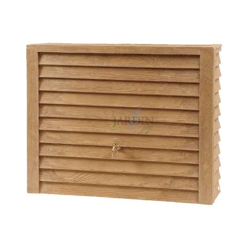 Réservoir d'eau en polyéthylène de 350 litres | Réservoir d'eau de pluie mural marron avec robinet intégré | Dimensions : 124 x