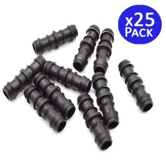 Lot de 25 Raccords d'Irrigation Goutte à 20 mm | Connecteur Droit pour Tuyau et Tuyau d'Irrigation | Union Sûre et Résistante